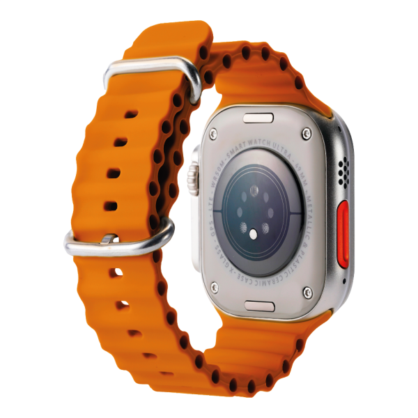 Montre connectée Ultra Hello 3 Plus, boîtier en aluminium gris, bracelet de sport orange, bracelet en silicone