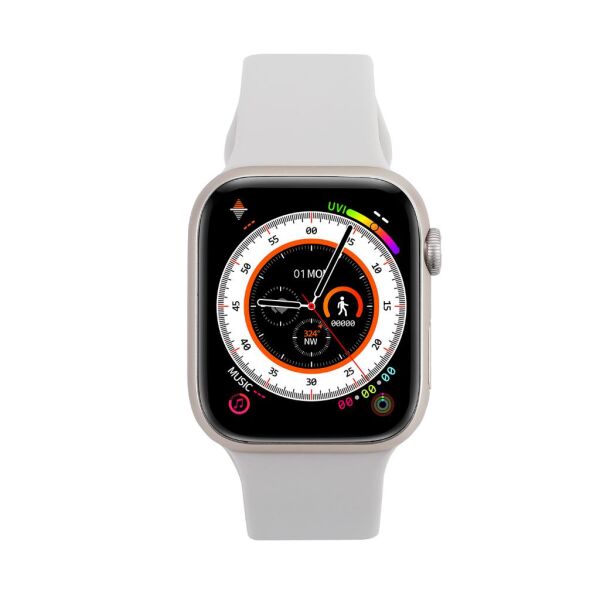 H12 Mini Akıllı Saat Gold Alüminyum Kasa Kırık Beyaz Silikon Kordon