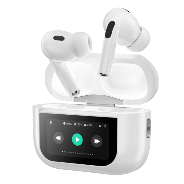 Dokunmatik Led Ekranlı Bluetooth Kulaklık Touch Screen Pro Beyaz