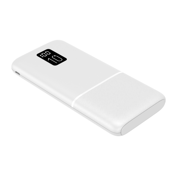 Led Ekranlı Slim 10000mAh Powerbank Taşınabilir Şarj Cihazı Type-C / 2 USB / 3 Port Çıkış / Output 2.1A Beyaz