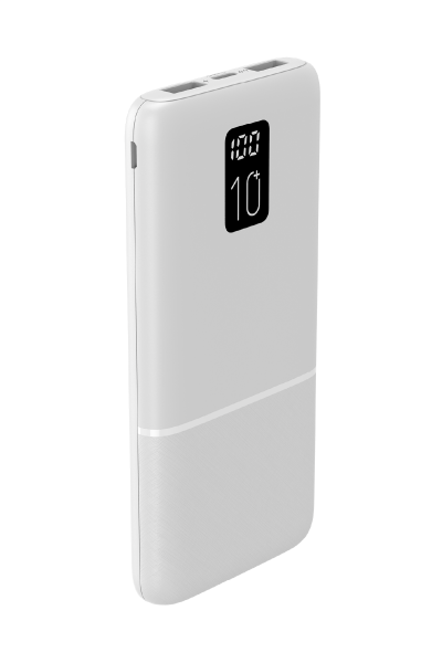 Led Ekranlı Slim 10000mAh Powerbank Taşınabilir Şarj Cihazı Type-C / 2 USB / 3 Port Çıkış / Output 2.1A Beyaz