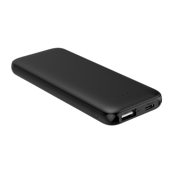 Thin 5B Slim Ultra ince 5000mAh Powerbank Taşınabilir Şarj Cijhazı Type-C / USB / Total Output 2.1A max Siyah