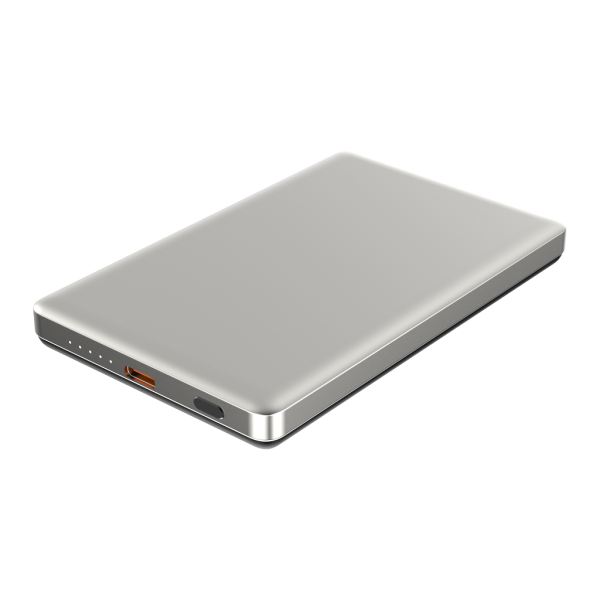 Magslim 5S Magsafe Manyetik Kablosuz 5000mAh Powerbank Taşınabilir Şarj Cihazı Ultra ince Gümüş Gri