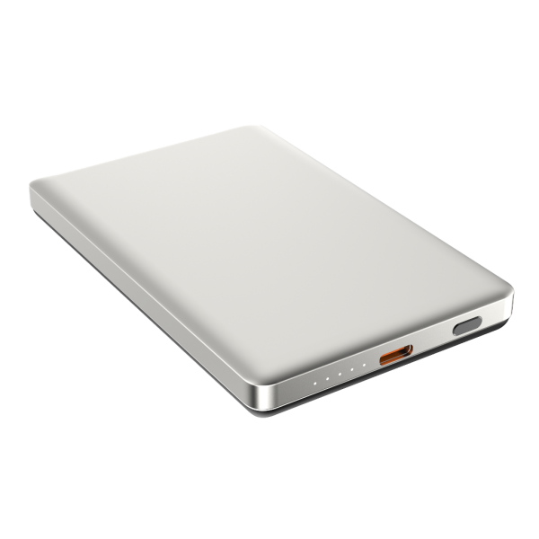 Magslim 5S Magsafe Manyetik Kablosuz 5000mAh Powerbank Taşınabilir Şarj Cihazı Ultra ince Gümüş Gri