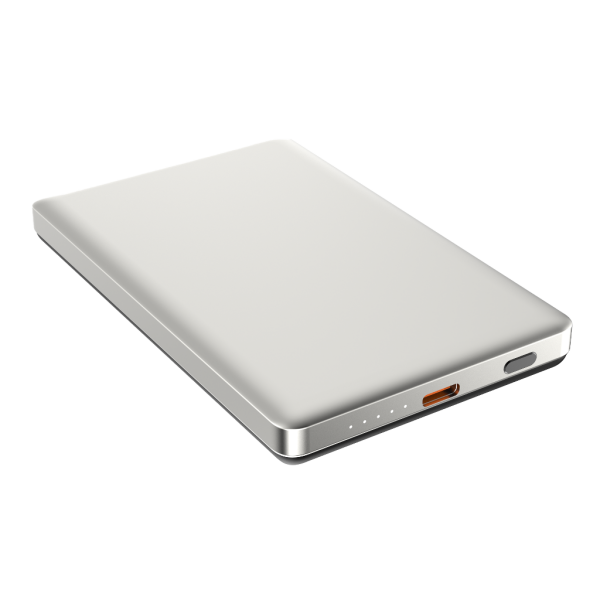 Magslim 5S Magsafe Manyetik Kablosuz 5000mAh Powerbank Taşınabilir Şarj Cihazı Ultra ince Gümüş Gri