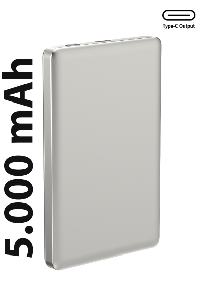 Magslim 5S Magsafe Manyetik Kablosuz 5000mAh Powerbank Taşınabilir Şarj Cihazı Ultra ince Gümüş Gri