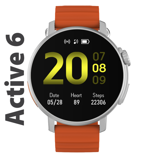 Active6 Akıllı Saat Yuvarlak Alüminyum Kasa Spor Gümüş