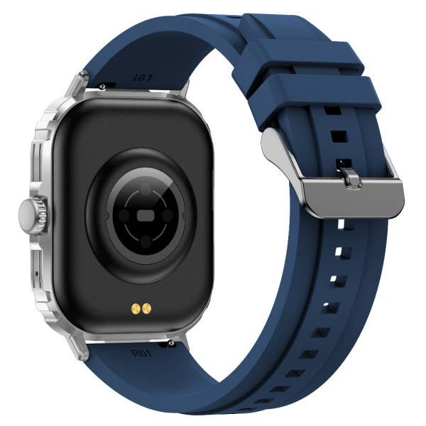 Tech8 Smart Watch Aluminum Case Sports Silicone Band Silver