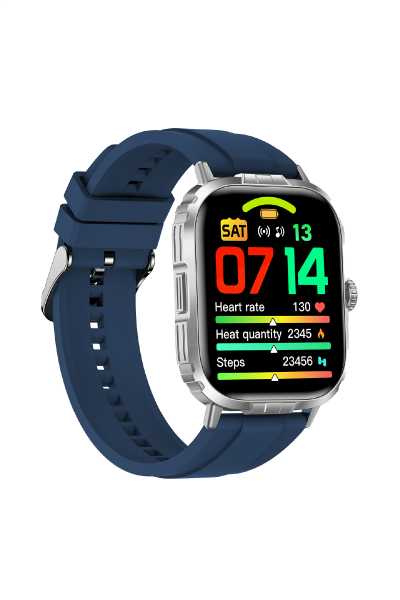 Tech8 Smart Watch Aluminum Case Sports Silicone Band Silver