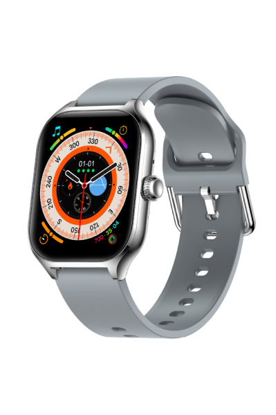Fit7 Montre Intelligente Boîtier En Aluminium Sport Bande De Silicone Argent