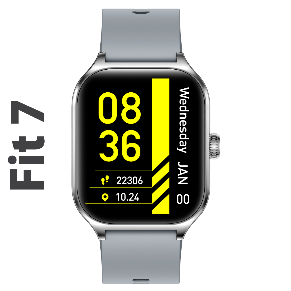 Fit7 Montre Intelligente Boîtier En Aluminium Sport Bande De Silicone Argent