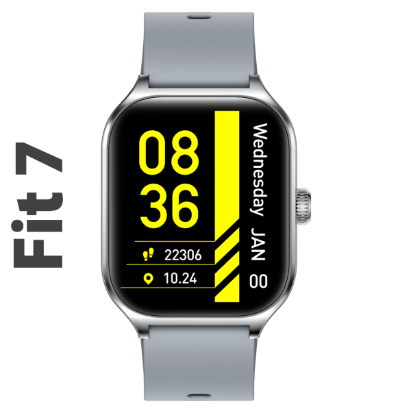 Fit7 Montre Intelligente Boîtier En Aluminium Sport Bande De Silicone Argent