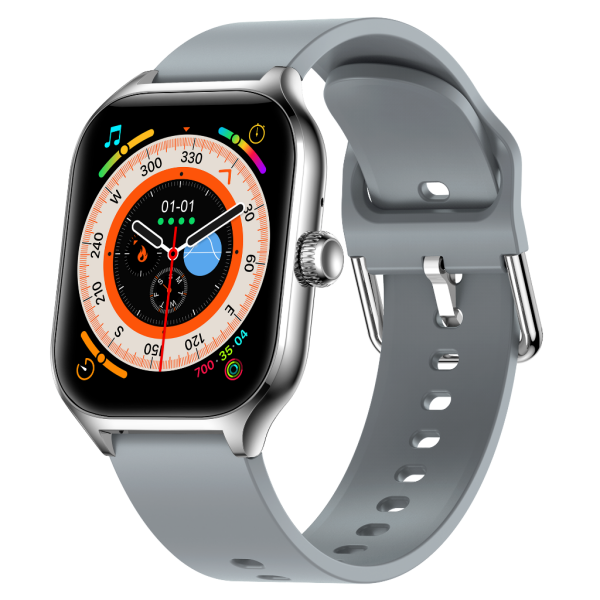 Fit7 Montre Intelligente Boîtier En Aluminium Sport Bande De Silicone Argent