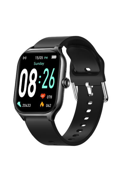 Fit7 montre intelligente boîtier en aluminium sport bracelet en silicone noir