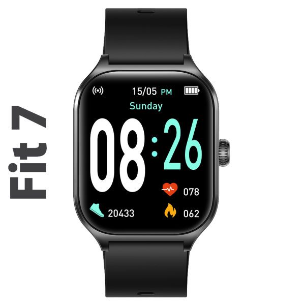 Fit7 montre intelligente boîtier en aluminium sport bracelet en silicone noir