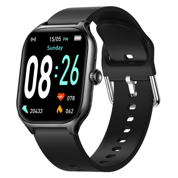 Fit7 montre intelligente boîtier en aluminium sport bracelet en silicone noir