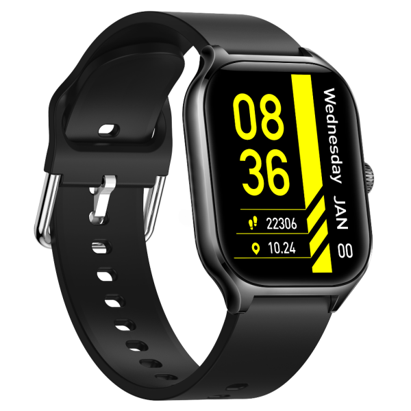 Fit7 montre intelligente boîtier en aluminium sport bracelet en silicone noir