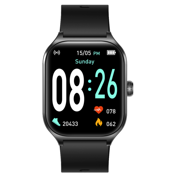 Fit7 montre intelligente boîtier en aluminium sport bracelet en silicone noir
