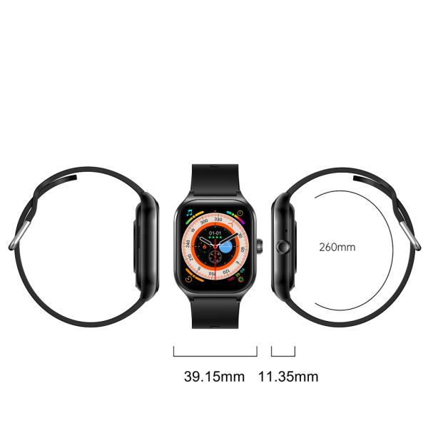 Fit7 montre intelligente boîtier en aluminium sport bracelet en silicone noir