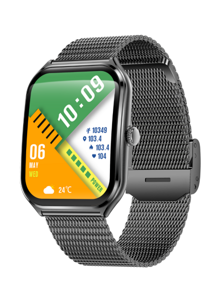 Ultra Thin Edge Akıllı Saat Çelik Kasa Metal Kordon Siyah