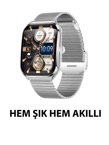 Logia Ultra Thin Edge Akıllı Saat Çelik Kasa Metal Kordon Gümüş