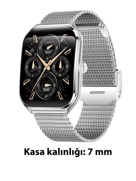 Logia Ultra Thin Edge Akıllı Saat Çelik Kasa Metal Kordon Gümüş