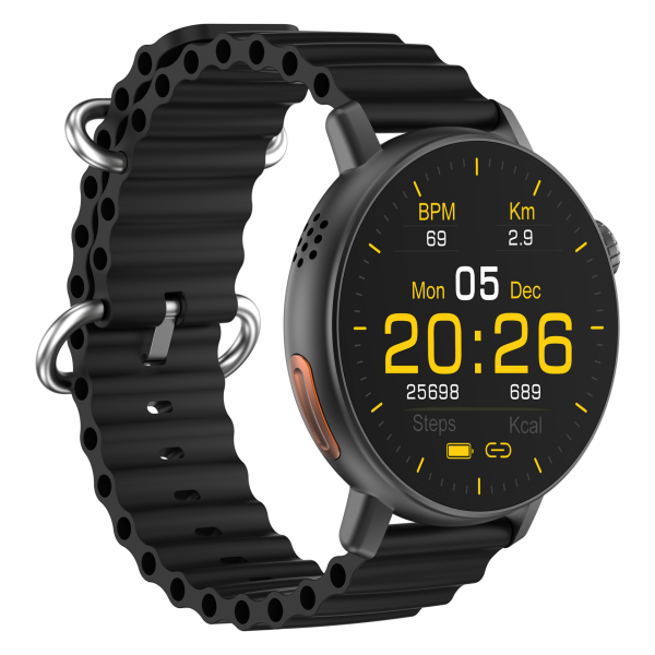 Powerbank Hediyeli Active6 Akıllı Saat Yuvarlak Alüminyum Kasa Spor Silikon Kordon