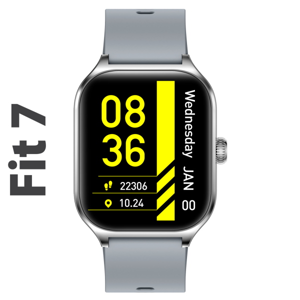 Fit7 Akıllı Saat Alüminyum Kasa Spor Silikon Kordon Gümüş