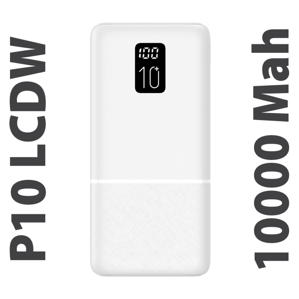 Led Ekranlı Slim 10000mAh Powerbank Taşınabilir Şarj Cihazı Type-C / 2 USB / 3 Port Çıkış / Output 2.1A Beyaz
