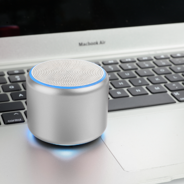 Mini S 5W Bluetooth Hoparlör Kablosuz Taşınabilir Led Işıklı Ses Bombası Extra Bass Gümüş